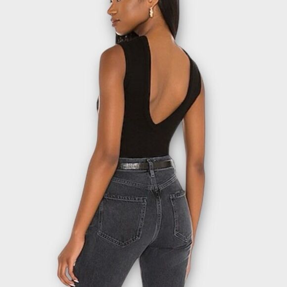 Agolde Sutton V-Back Bodysuit in Black Women’s Size L NWT - Picture 3 of 11
